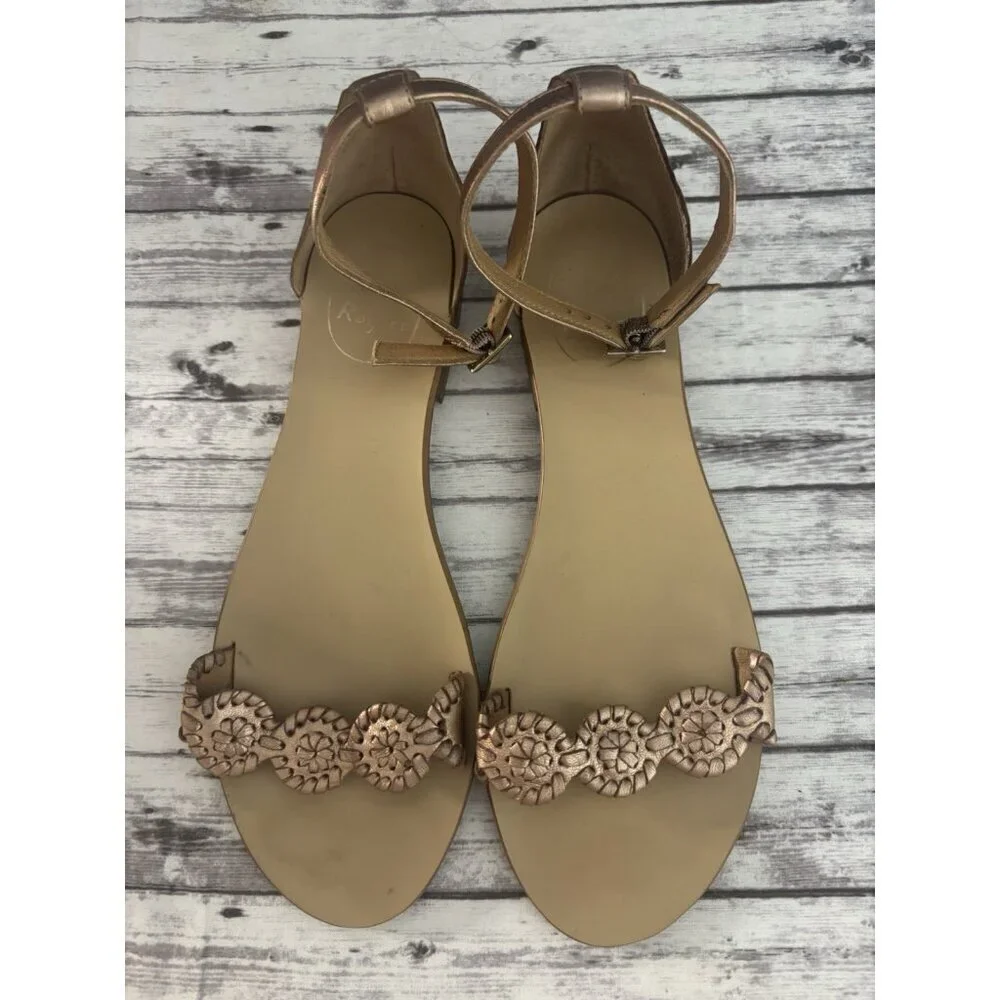 Jack Rogers Daphne Medallion Flat‎ Sandal (Women) 8.5 Rose Gold